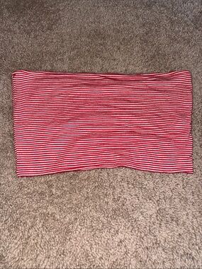Full Tilt Red and White Striped Strapless Top